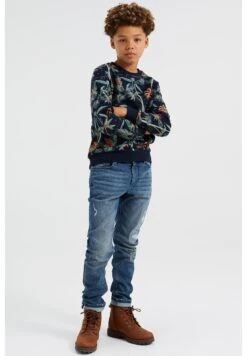 WE FASHION Met Dessin - Sweater - Dark Blue