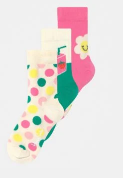Happy Socks Kids Smiley Daisy 3 Pack - Sokken - Pink