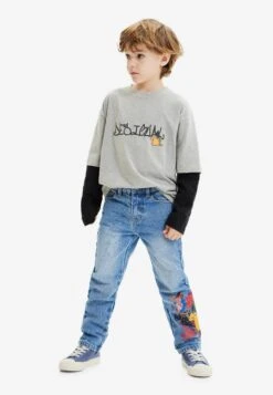 Desigual Looney Tunes- Straight Leg Jeans - Blue